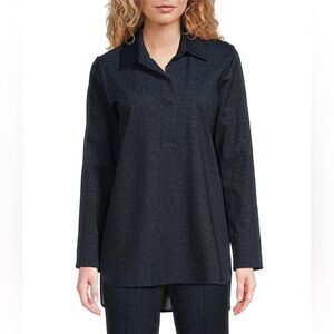 Jude Connally Hadley Stretch Knit Denim Point Collar Long Sleeve Tunic